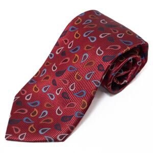 Beau Brummel Soho Red Wine Burgundy Paisley 100% Silk Tie